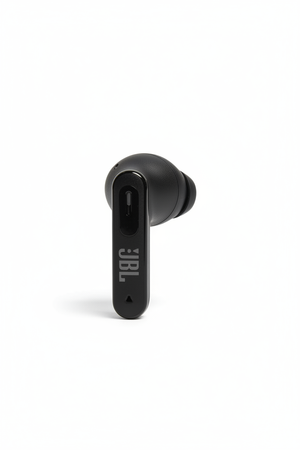Écouteur droit noir JBL Tune Flex 2 – Vue face logo JBL