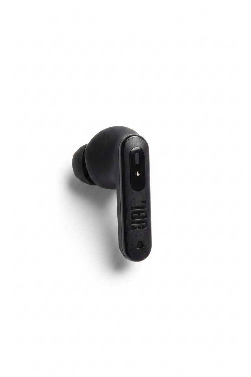 Écouteur gauche noir JBL Tune Flex 2 – Fond blanc studio